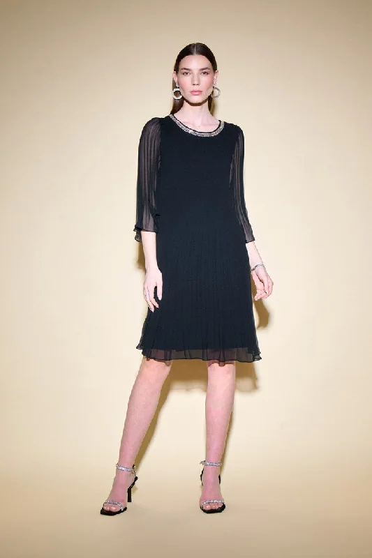 Joseph Ribkoff Pleated Chiffon Trapeze Dress