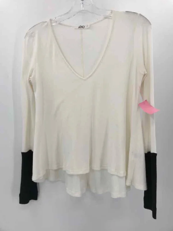 Pre-Owned Aiko Ivory Size XS T-shirt Print Jacquard Patchwork