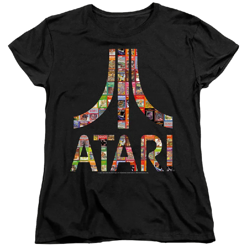 Atari Box Art - Women's T-Shirt Solid Color Striped Floral