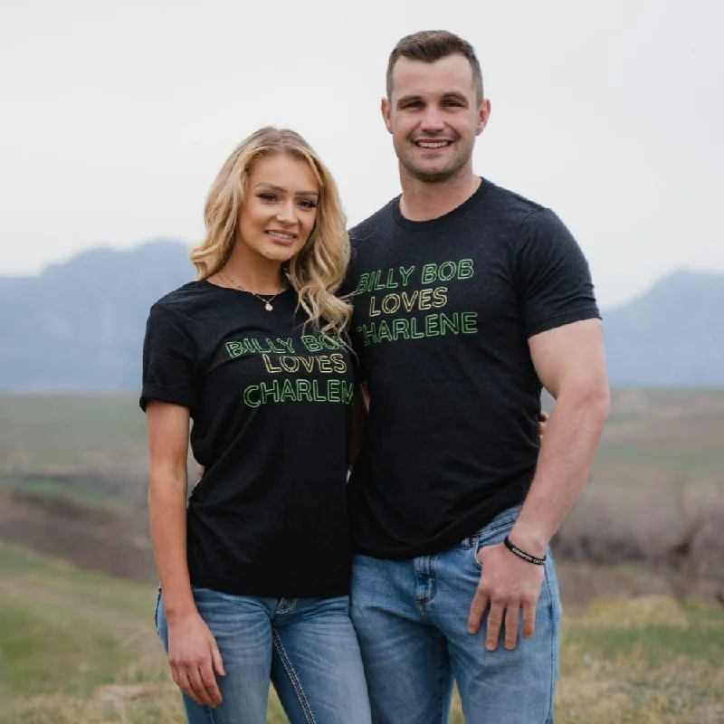 Billy Bob Loves Charlene Neon Sign T-Shirt Solid Print Embellished