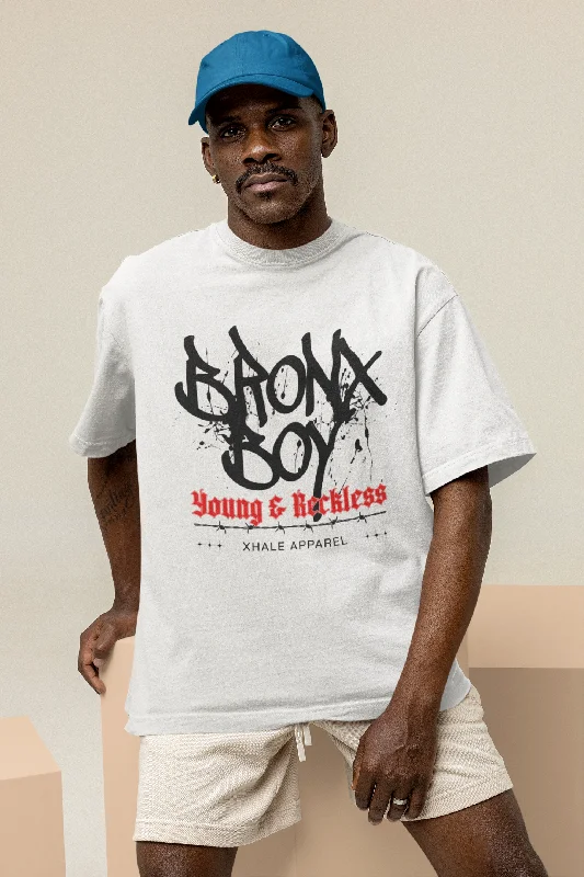 Brona Boy Feeling Oversized White Unisex T-Shirt Chenille Fabric Brocade Fabric Lace Fabric