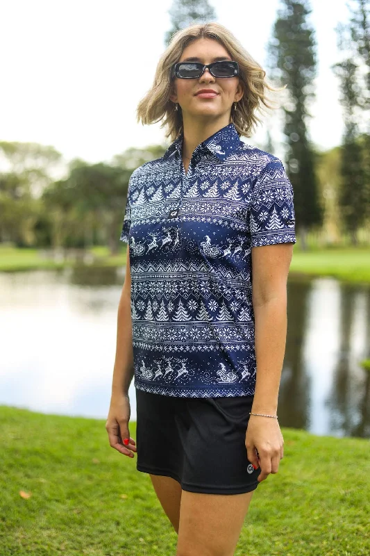 CA Ladies Funky Golf Shirt | Snow Way Spandex Blend Rayon Blend Denim Blend