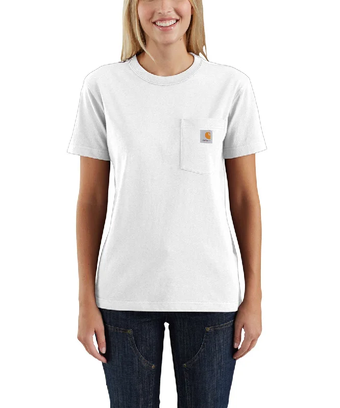 Carhartt Women’s WK87 Short Sleeve Pocket T-Shirt - White Chenille Brocade Lace