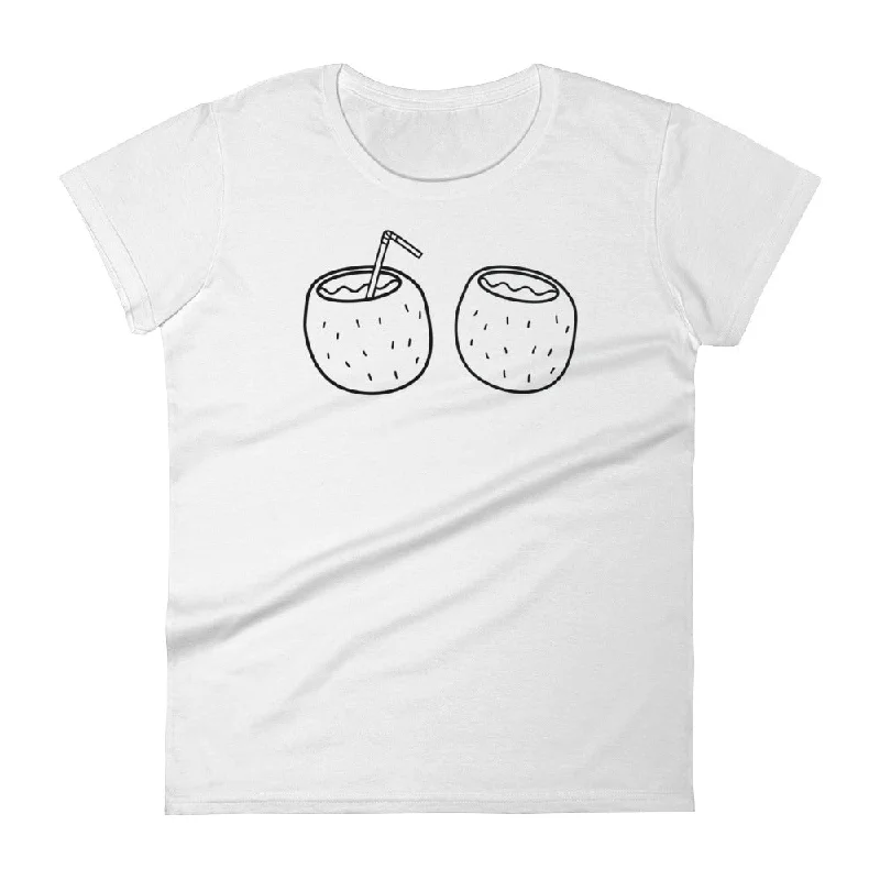 Coconuts: White Ladies T-Shirt Fashionable Trendy Casual