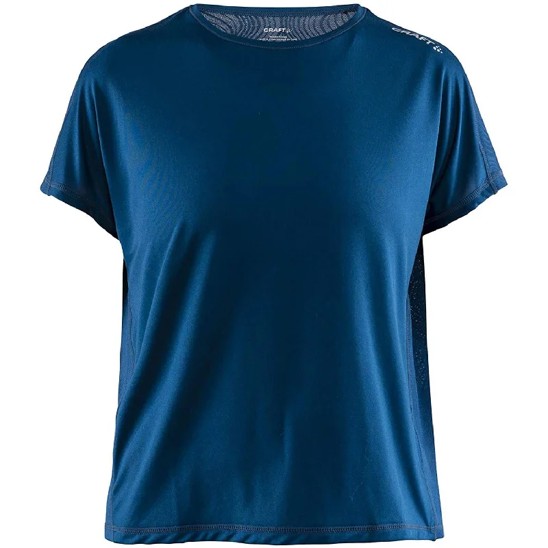 Craft Women's Eaze Ringer T-Shirt, Nox Welt Pockets Slit Pockets