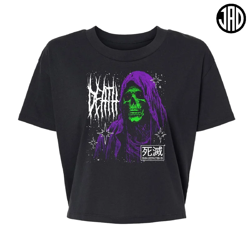 Death & Destruction - Alternative Women's Crop Tee Terry Blend Velvet Blend Canvas Blend