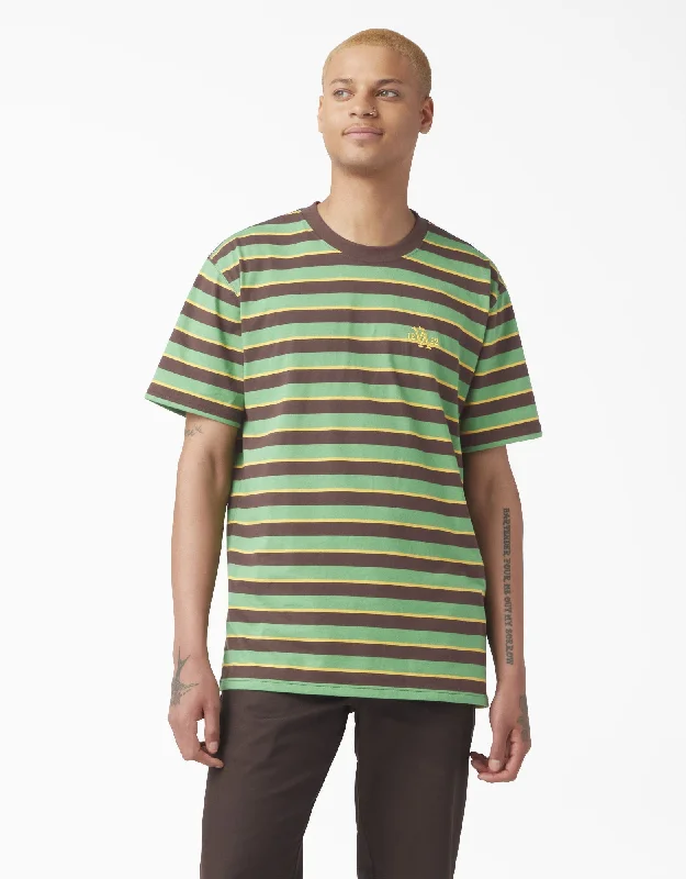 Dickies Vincent Alvarez Striped T-Shirt - Leaf Green Stripe Nylon Fabric Polyester Fabric Spandex Fabric