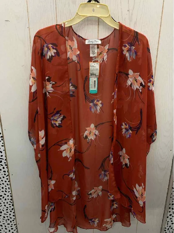 Emory Park Orange Womens Size XL Shirt Hooded Caped Shawl Collar