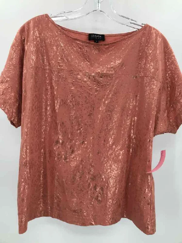 Pre-Owned Escada Sport Orange Size Small T-shirt Satin Blend Silk Blend Wool Blend