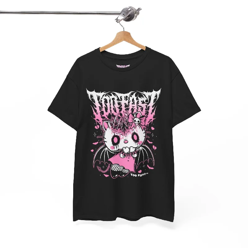 Evil Kuromi Kitty Unisex Graphic Tee T-Shirt Zippered Buttoned Snapped