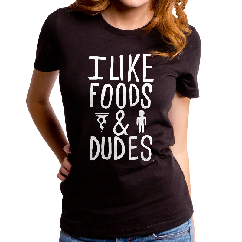 Food and Dudes Women's T-Shirt V-Neck T-Shirt Long Sleeve Cotton