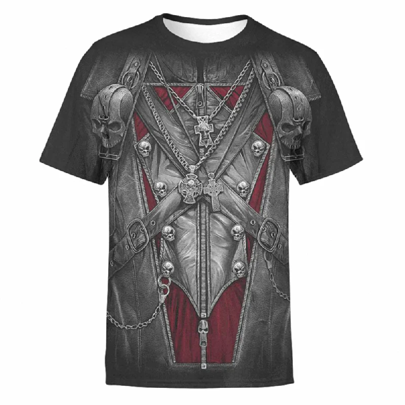 Gothic Alternative T-shirt with 3D Print Skull / Black T-Shirts Short Sleeve and Round Neck Anti-Shrink Durable Soft