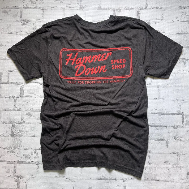 Hammer Down "HD Speed Shop" Short Sleeve T-shirt - Black Handmade Hand-knitted Hand-woven