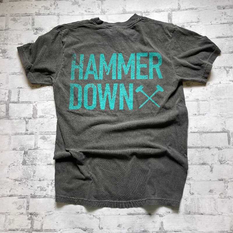Hammer Down "Two Row " Short Sleeve T-shirt - Charcoal Cashmere Blend Cotton Blend Poly Blend