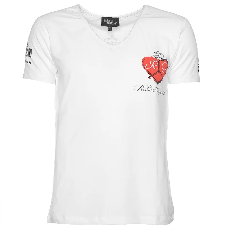 Heart T-Shirt Weiß Unisex Houndstooth Herringbone Solid