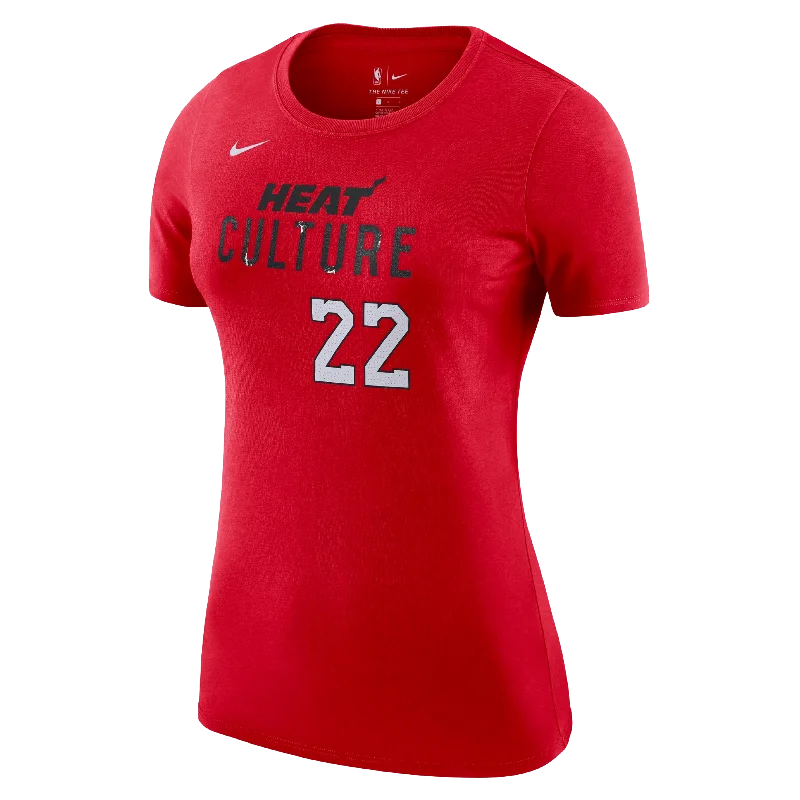 Jimmy Butler Nike HEAT Culture: Blood Red Name & Number Women's Tee Print Jacquard Patchwork
