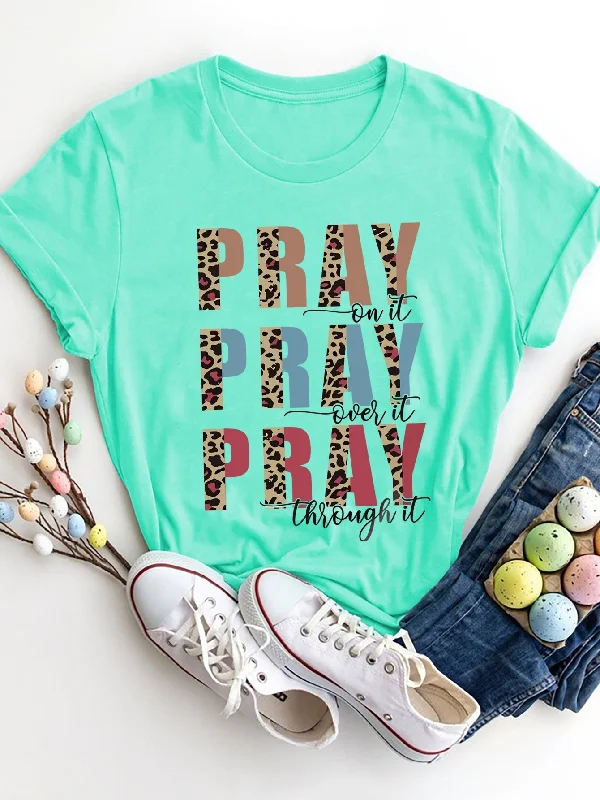 Pray On It Over It Through It Ladies T-Shirt Oversized T-Shirt Spandex breathable