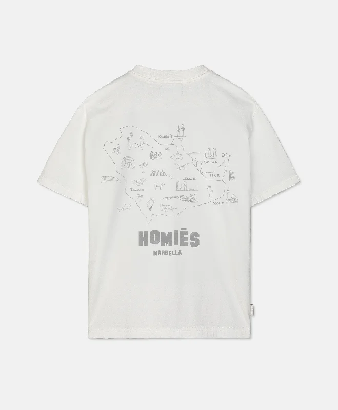 MAPA T-SHIRT MIDDLE EAST VINTAGE WHITE Graphic T-Shirt Round Neck Polyester
