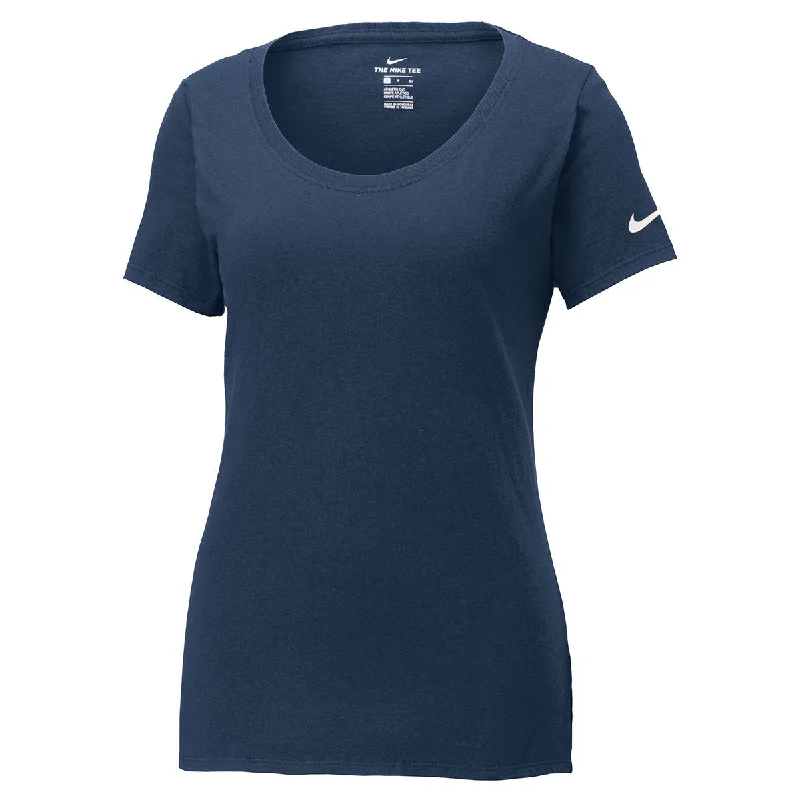 Nike Women's College Navy Core Cotton Scoop Neck Tee Mesh Blend Leather Blend Suede Blend