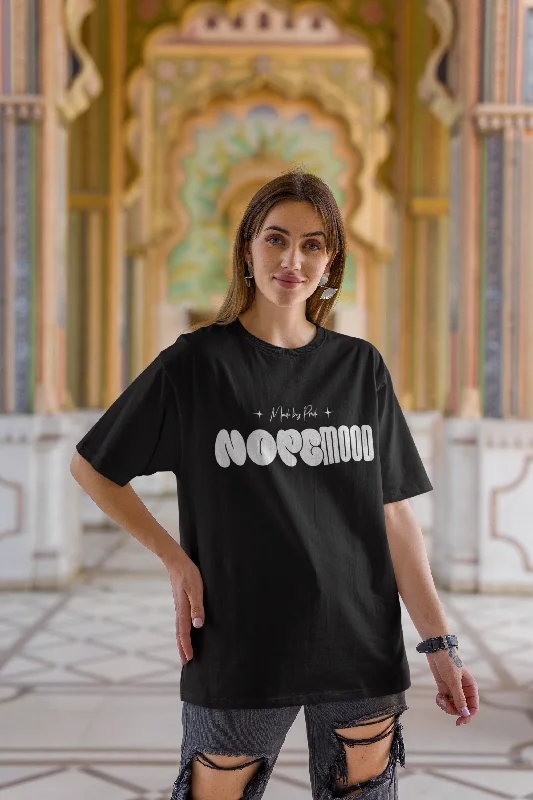 Nope Mood Design Oversized Black Unisex T-Shirt Spandex Blend Rayon Blend Denim Blend