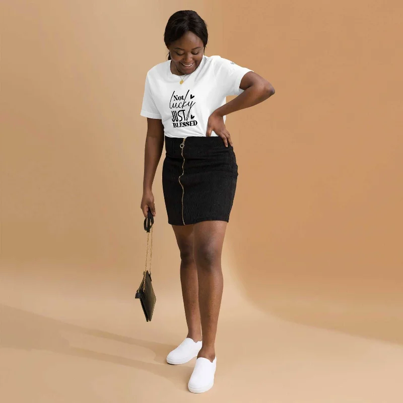 Not Lucky Just Blessed Unisex Staple T-Shirt | Christian Apparel Polka Dot Checkered Tartan