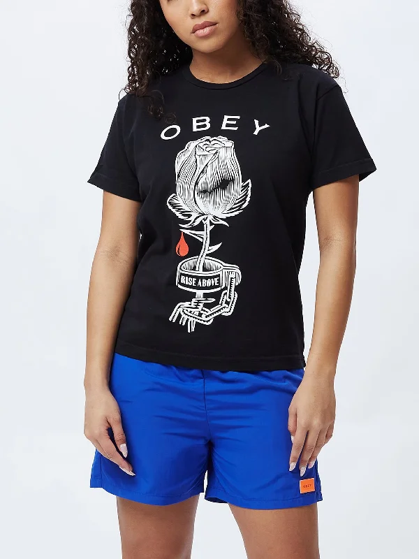 Obey Women's Rose Shackle Tee 2020 Striped Floral Plaid