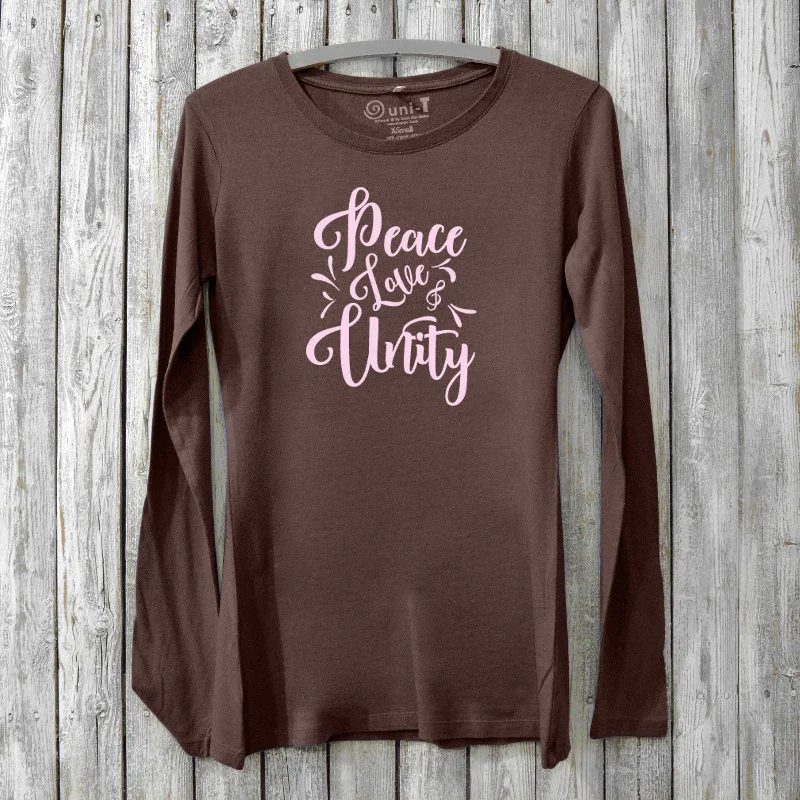 Peace Love & Unity T-shirt for Women Notch Collar Peter Pan Collar Cowl Neck