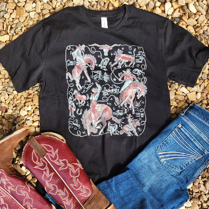 Ride' em Cowboy Tee Solid Print Embellished