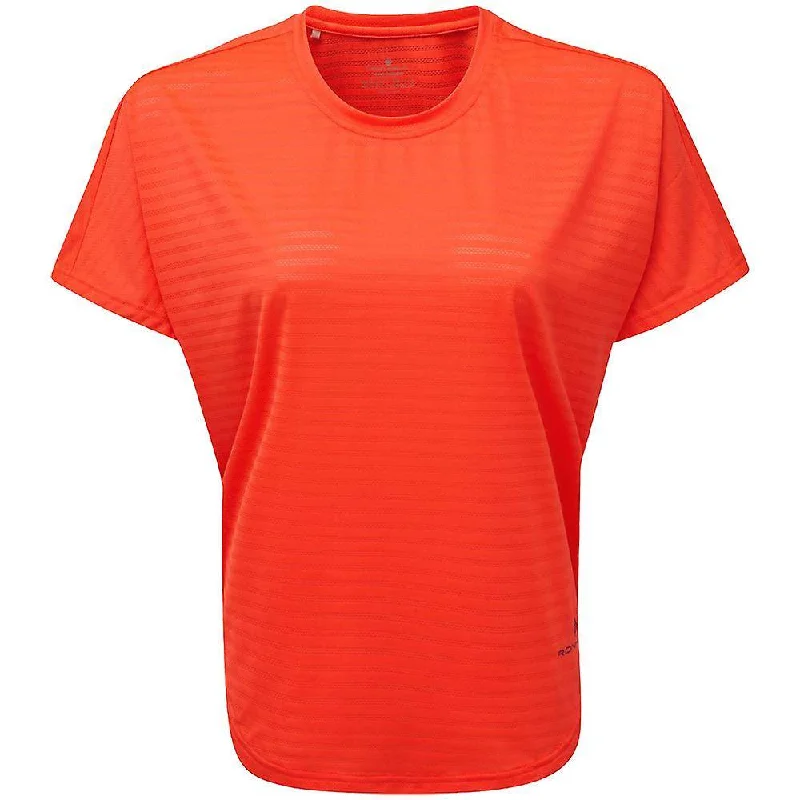Ronhill Momentum Flow Women's T-Shirt, Hot Coral/Grape Juice Welt Pockets Slit Pockets