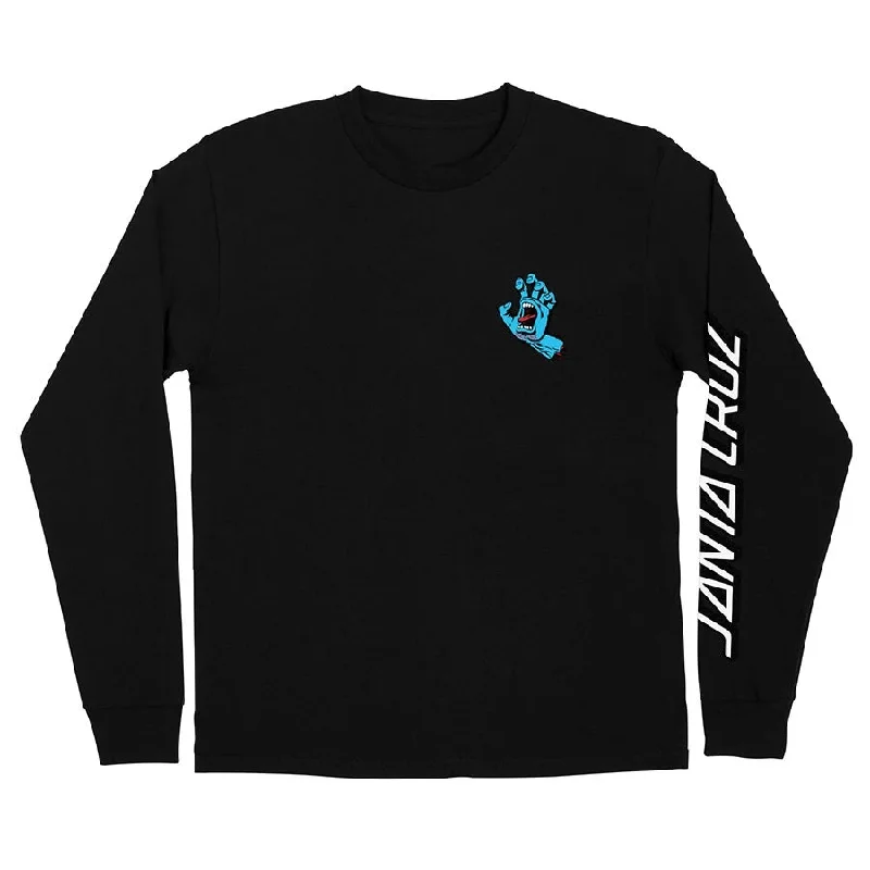 Santa Cruz Screaming Hand Long Sleeve Mens T-Shirt - Black Lace Blend Ribbed Blend Corduroy Blend