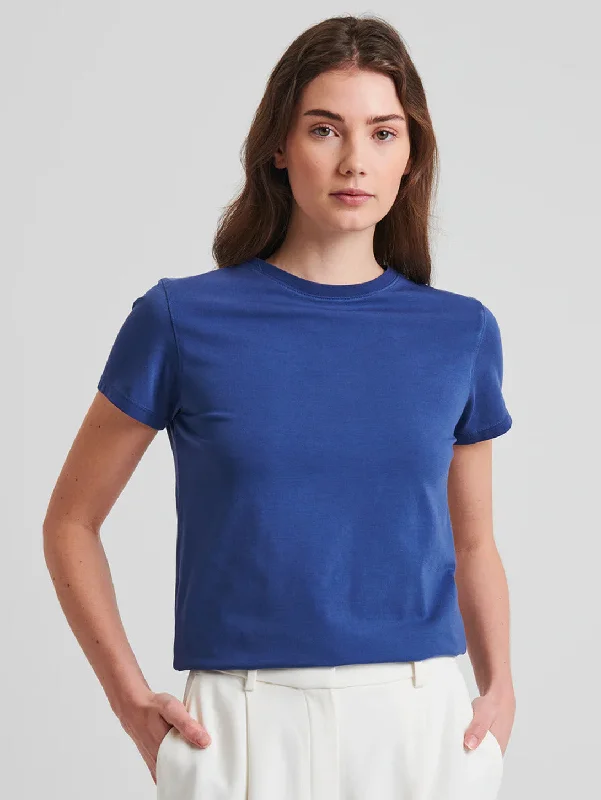 Sublime Reactive Pima Cotton Stretch T-Shirt - Blue Indigo Fitted T-Shirt Seamless Stretchy