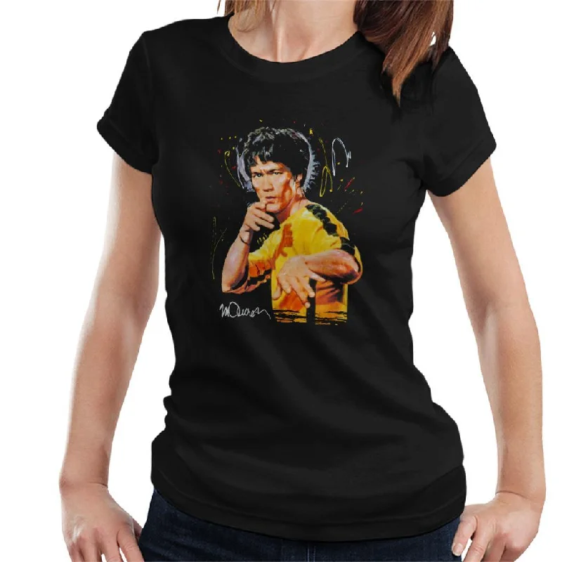 Sidney Maurer Original Portrait Of Bruce Lee Game Of Death Women's T-Shirt Sequined Glittery Shiny
