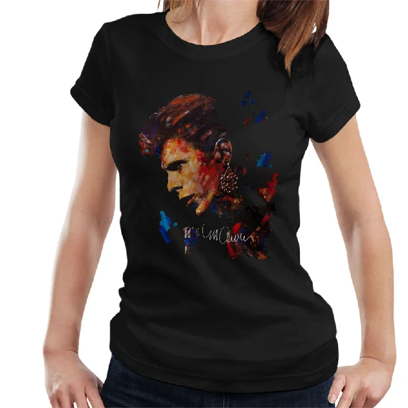 Sidney Maurer Original Portrait Of David Bowie Earring Women's T-Shirt Anti-Shrink Durable Soft