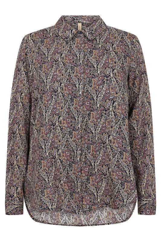 Soya Concept 40827-20 4975-8B SC-Ilya 2 Shirt Wine Combi Print Jacquard Patchwork