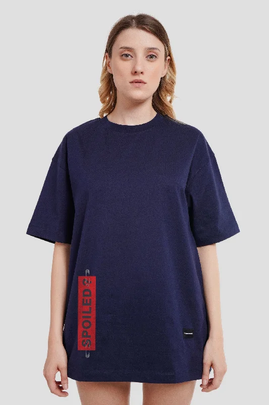 Spoiled Navy Blue Oversized Fit T-Shirt Women Wool Fabric Cashmere Fabric Tweed Fabric