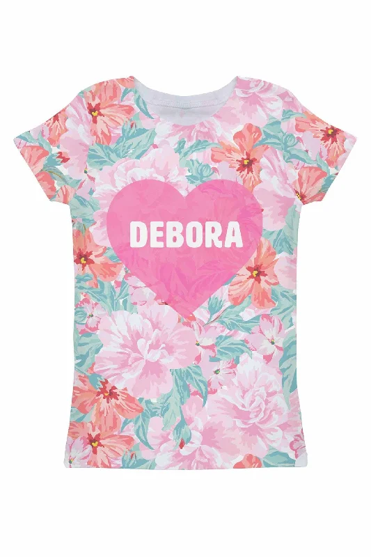 Spring Garden Customized NAME Zoe Pink Tee - Women Spandex Blend Rayon Blend Denim Blend