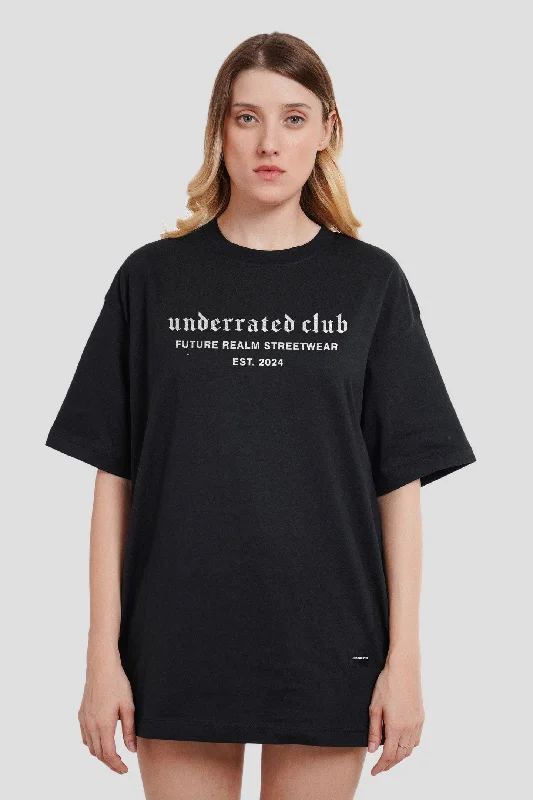 Streetwear 34 Black Oversized Fit T-Shirt Women Spandex Blend Rayon Blend Denim Blend