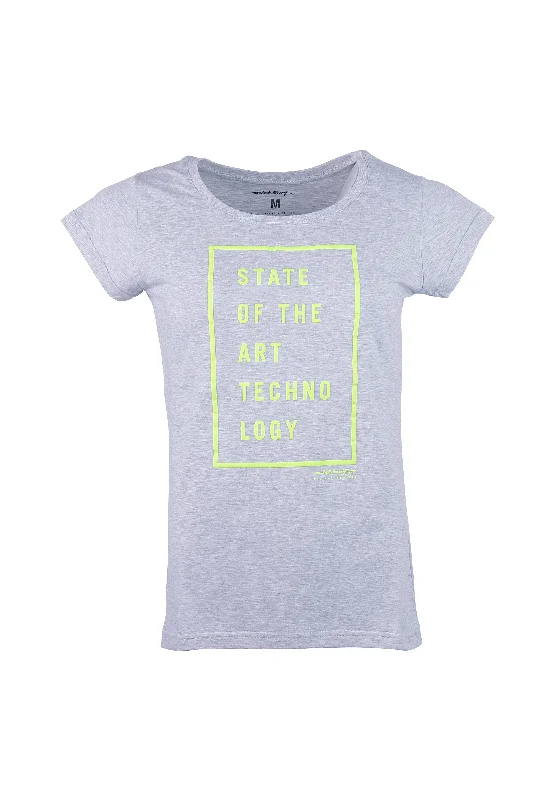 T-Shirt LADY ART Grey/Lime Welt Pockets Slit Pockets Flap Pockets