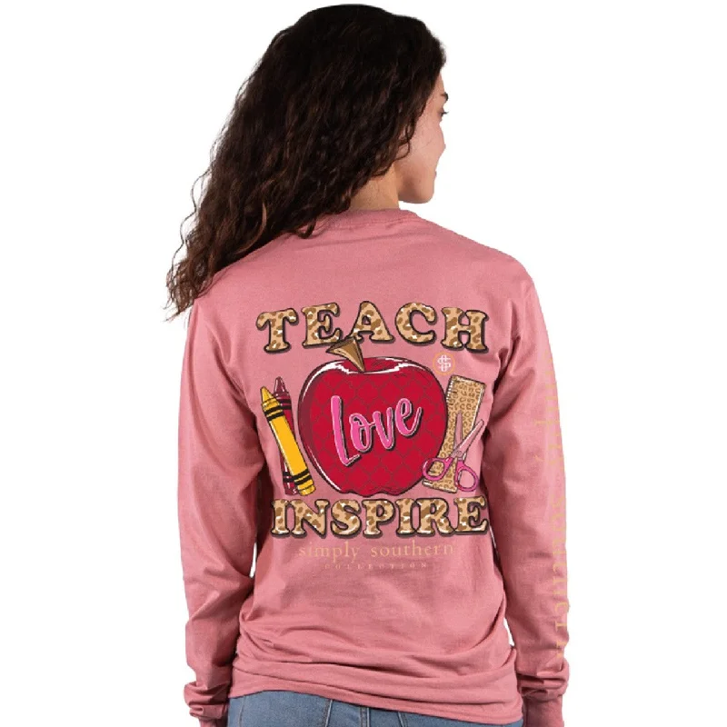 "Teach, Love, Inspire" Women's Long Sleeve Tee Cozy Warm Stylish
