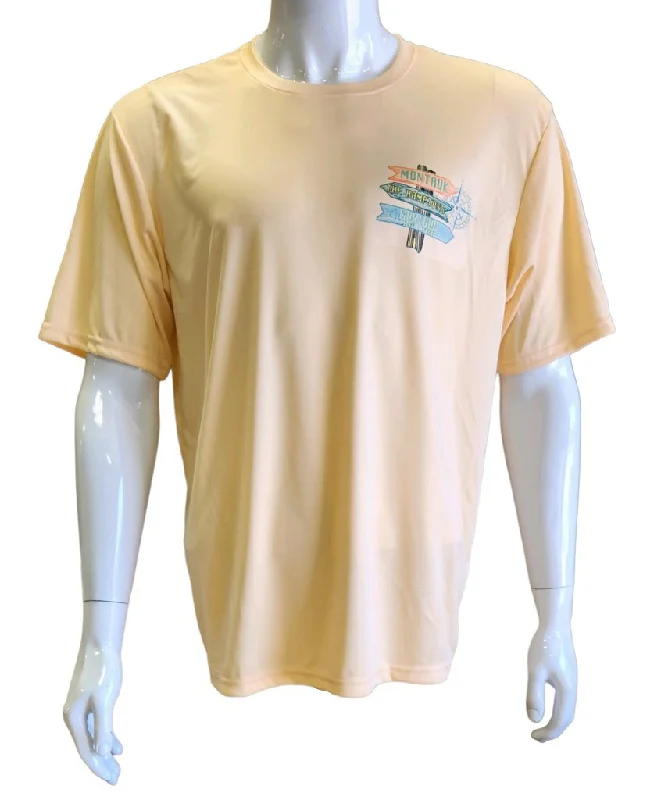 Unisex Montauk The End Sign Post Uv50 DriFit Loose Fit Short Sleeve Tee Chenille Blend Fleece Blend Nylon Blend