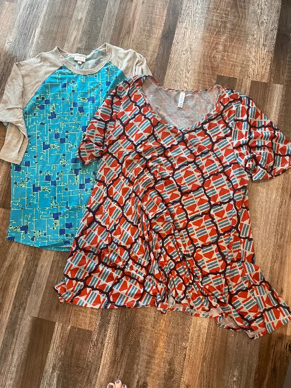 Lot of 2- LuLaRoe Casual Shirts Women size 2XLarge Lace Blend Ribbed Blend Corduroy Blend