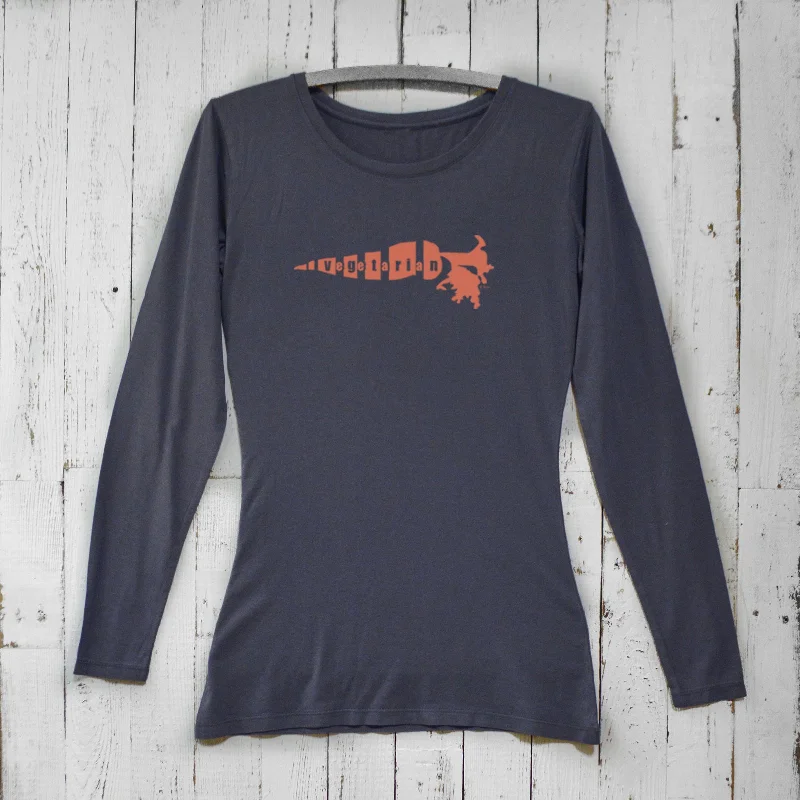 Vegetarian Long Sleeve T-shirt for Women Rayon Velvet Corduroy