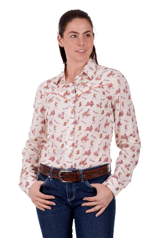 Wrangler Womens Becky LS Shirt Asymmetrical Pockets Print