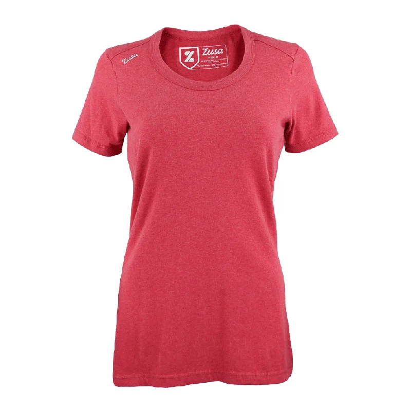 Zusa Women's Red Heather Peachy Tee Ribbed Striped Patterned