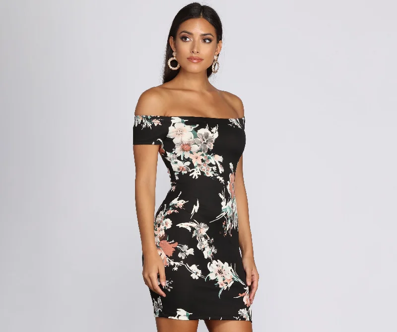 Deep Dive Floral Scuba Dress Tunic Top Casual