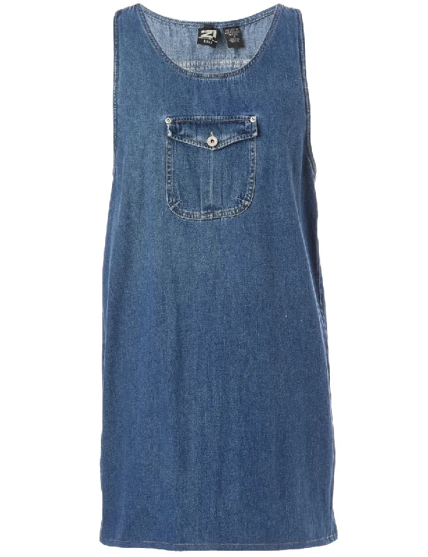 Label Heather Shortened Denim Dress Tunics Silk luxurious