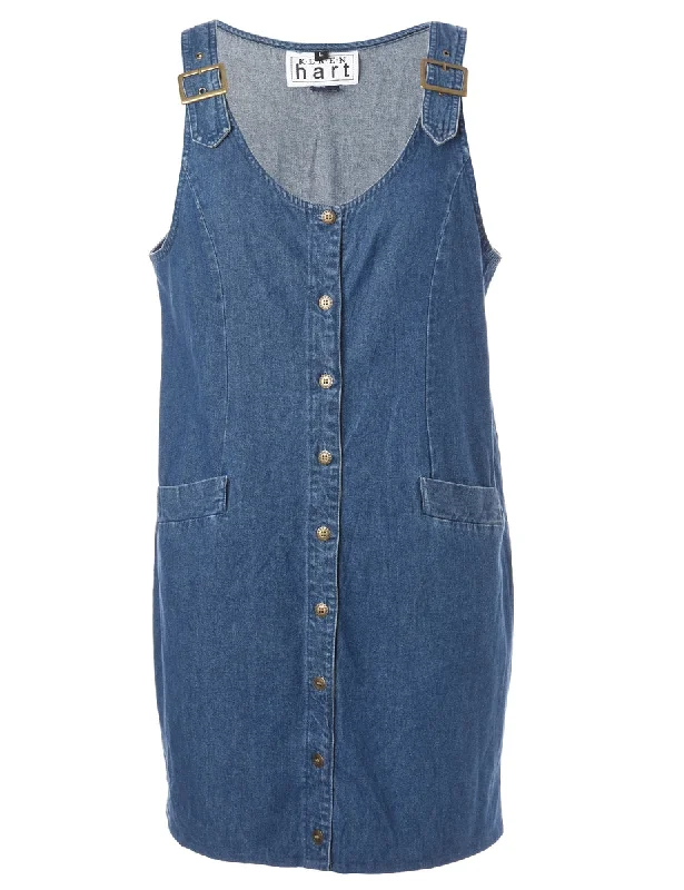 Label Heather Shortened Denim Dress Tunics Fleece cozy