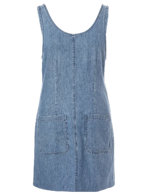 Label Heather Shortened Denim Dress Tunics Canvas sturdy