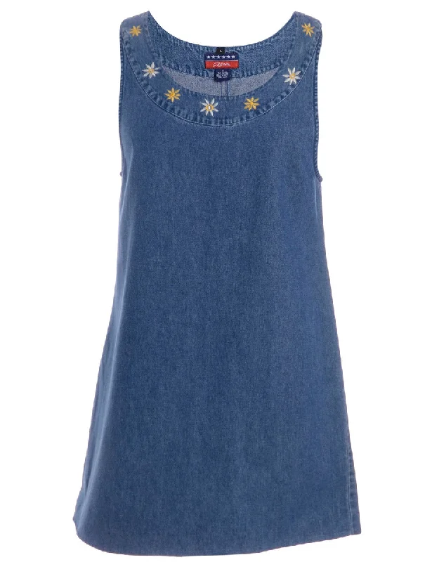 Label Heather Shortened Denim Dress Tunics Lace romantic