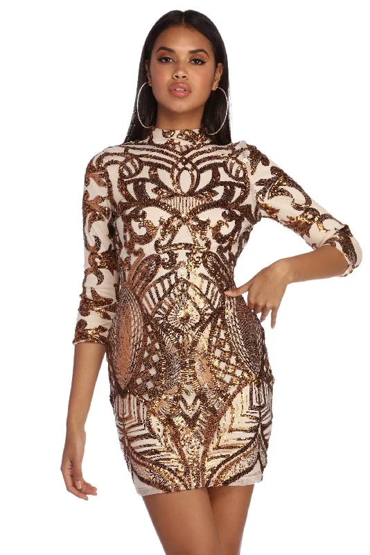 Makayla Formal Sequin Scroll Dress Tunics Exclusive limited